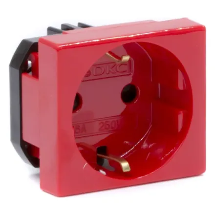 Розетка силовая серии Viva DKC 45015 2Р+Е со шторками красная