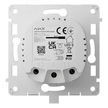 Ajax LightCore (Dimmer) Беспроводной сенсорный выключатель света с кроссовером