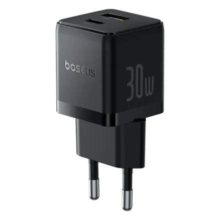Адаптер питания Baseus Palm C+U 30W Black ( в комлпекте кабель Type-c) (P1011160A113-01)