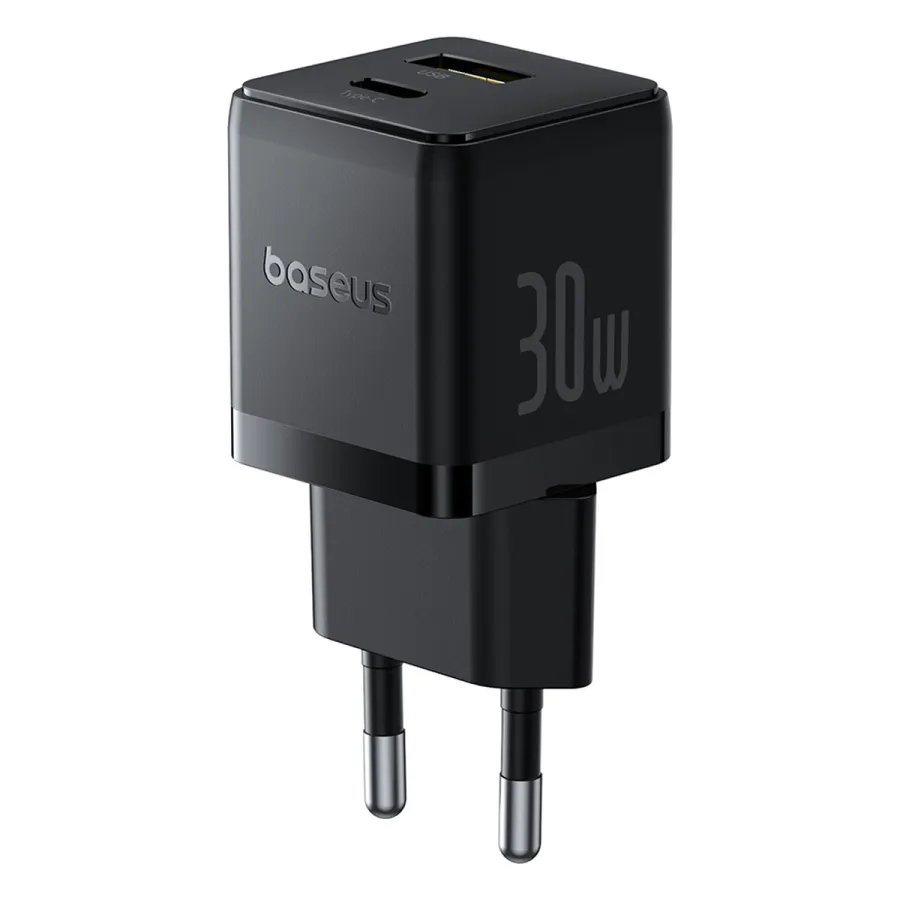 Адаптер питания Baseus Palm C+U 30W Black ( в комлпекте кабель Type-c) (P1011160A113-01)