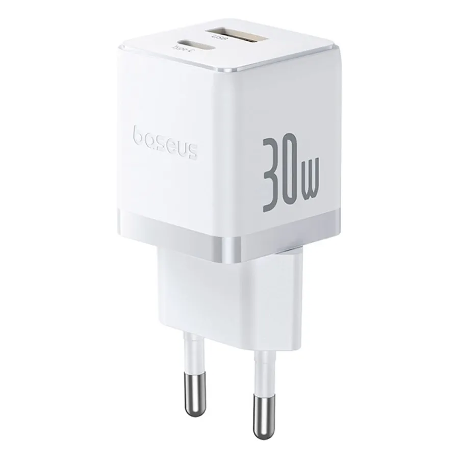 Адаптер питания Baseus Palm C+U 30W White( в комлпекте кабель Type-c) (P1011160A213-01)