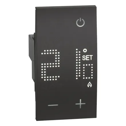 Термостат Bticino KG4441 Living Now цифровой с дисплеем для воздуха 230В 5(2)А 2 модуля черный