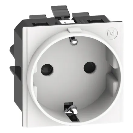 Розетка Bticino KW4141A Living Now нем.стандарта 2К+З 16А авт.клеммы 2 модуля белый