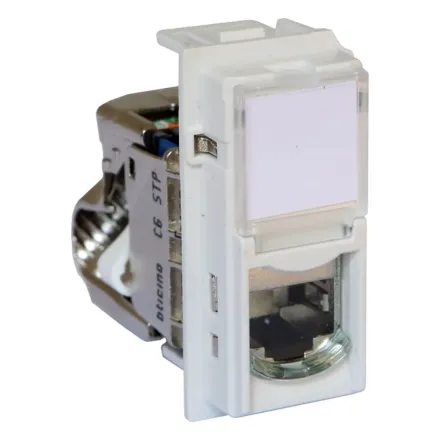 Розетка компьютерная Bticino KW4279C6S Living Now RJ45 cat6 STP 1 модуль белая
