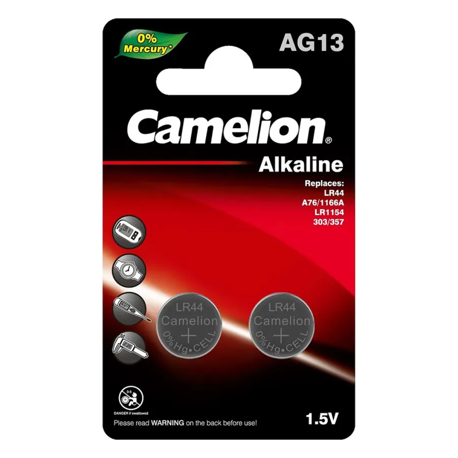 Батарейка CAMELION Alkaline AG13-BP2(0%Hg) 2шт. в блистере