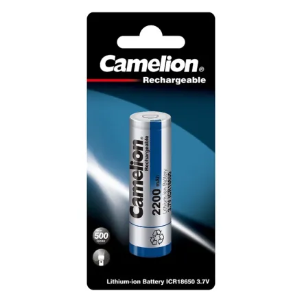 Аккумулятор CAMELION Lithium ICR18650F-22-BP 2200 mAh 1 шт. в блистере