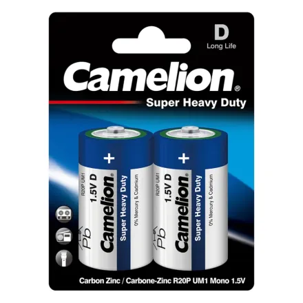 Батарейка CAMELION Super Heavy Duty R20P-BP2B 2 шт. в блистере