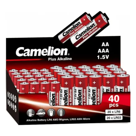 Батарейка CAMELION Plus Alkaline 20LR6+20LR03-SP4-CB 40 шт. в упак.