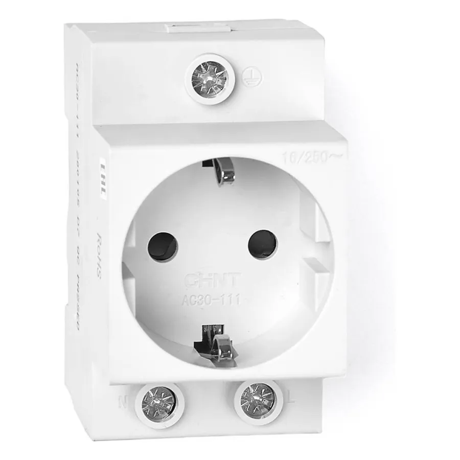 Розетка CHINT AC30-111 с ЗК на DIN-рейку