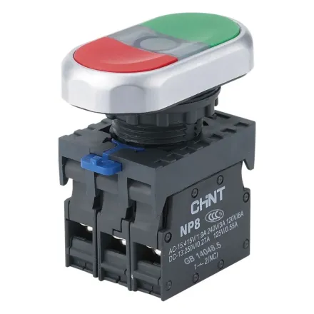 Двойная кнопка CHINT NP8-11SD 1НО+1НЗ красная AC110В-220В(LED) IP65