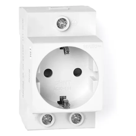 Розетка CHINT AC30-111 с ЗК на DIN-рейку
