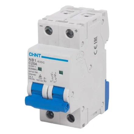 Автоматический выключатель CHINT NB1-63DC 2P 25A DC500B 6kA