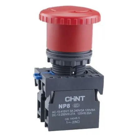 Кнопка управления CHINT "Грибок" 40мм с фиксацией NP8-11ZS/14 красная 1НО+1НЗ IP65