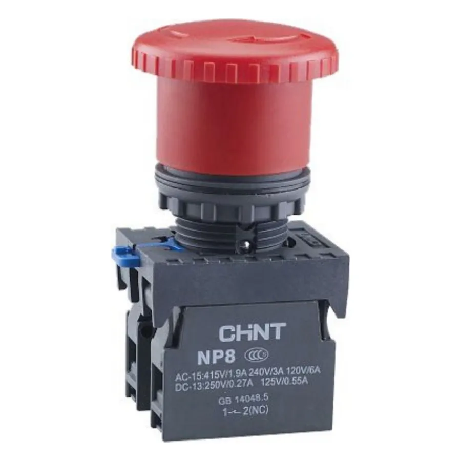 Кнопка управления CHINT "Грибок" 40мм с фиксацией NP8-11ZS/14 красная 1НО+1НЗ IP65