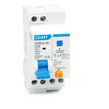 Дифференциальный автомат CHINT NXBLE-40 1P+N 25А C 30mA эектронный тип AC 4,5kA