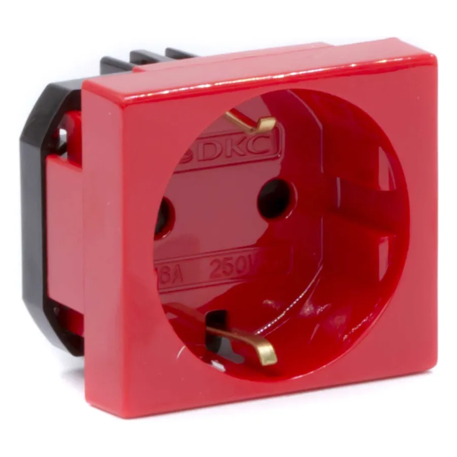 Розетка силовая серии Viva DKC 45015 2Р+Е со шторками красная