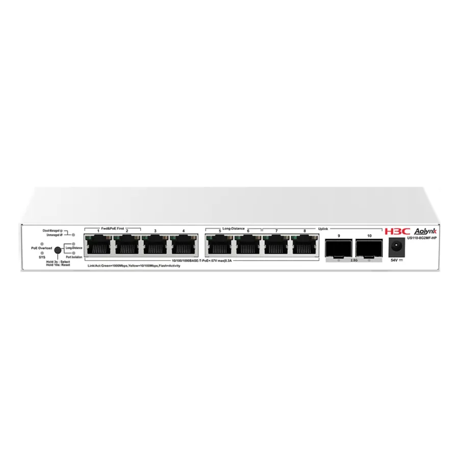 Коммутатор H3C Aolynk US110-8G2MF-HP