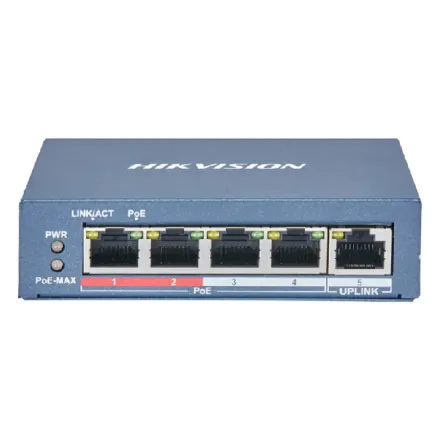 Hikvision DS-3E0105P-E(B) Коммутатор 4-портовый неуправляемый PoE