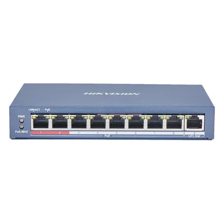 Hikvision DS-3E0109P-E(C) Коммутатор 8-портовый неуправляемый PoE