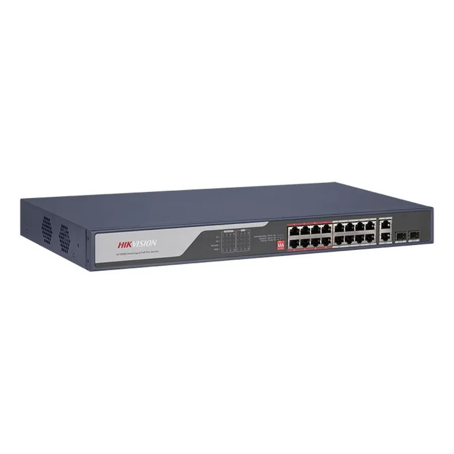 Hikvision DS-3E0318P-E(C) Коммутатор 16-портовый неуправляемый PoE