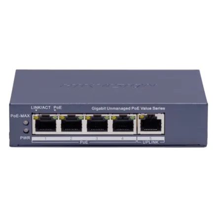 Hikvision DS-3E0505P-E/M(B) Коммутатор 4-портовый неуправляемый PoE