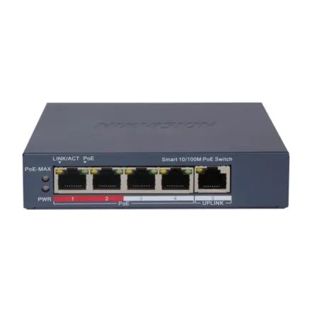 Hikvision DS-3E1105P-EI (V2) Коммутатор 4-портовый PoE, управление через Hik-Partner Pro