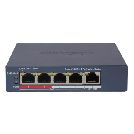 Hikvision DS-3E1105P-EI/M Коммутатор 4-портовый неуправляемый PoE
