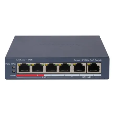Hikvision DS-3E1106P-EI Коммутатор 4-портовый PoE, управление через Hik-Partner Pro