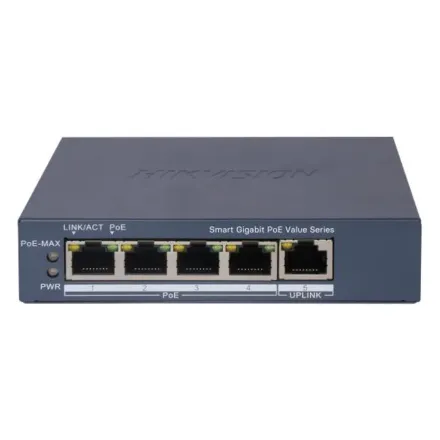 Hikvision DS-3E1505P-EI Коммутатор 4-портовый PoE, управление через Hik-Partner Pro