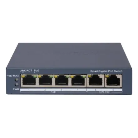 Hikvision DS-3E1506P-EI Коммутатор 4-портовый PoE, управление через Hik-Partner Pro
