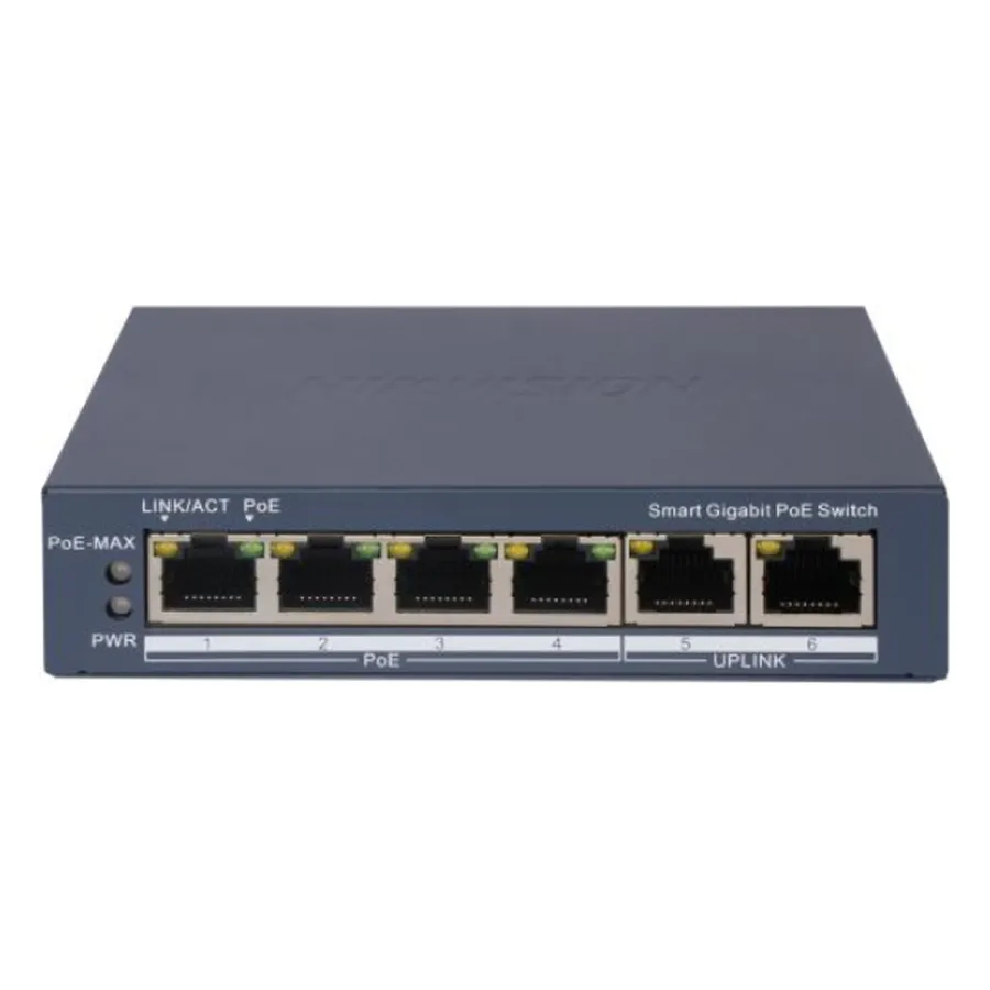 Hikvision DS-3E1506P-EI Коммутатор 4-портовый PoE, управление через Hik-Partner Pro