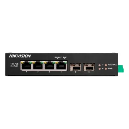 Hikvision DS-3T0506HP-E/HS Промышленный 4-портовый неуправляемый коммутатор Hi-PoE