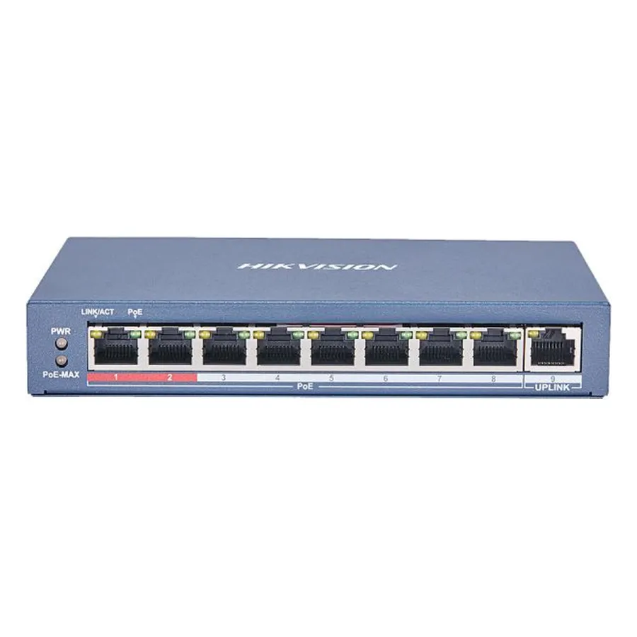 Hikvision DS-3E0109P-E(C) Коммутатор 8-портовый неуправляемый PoE