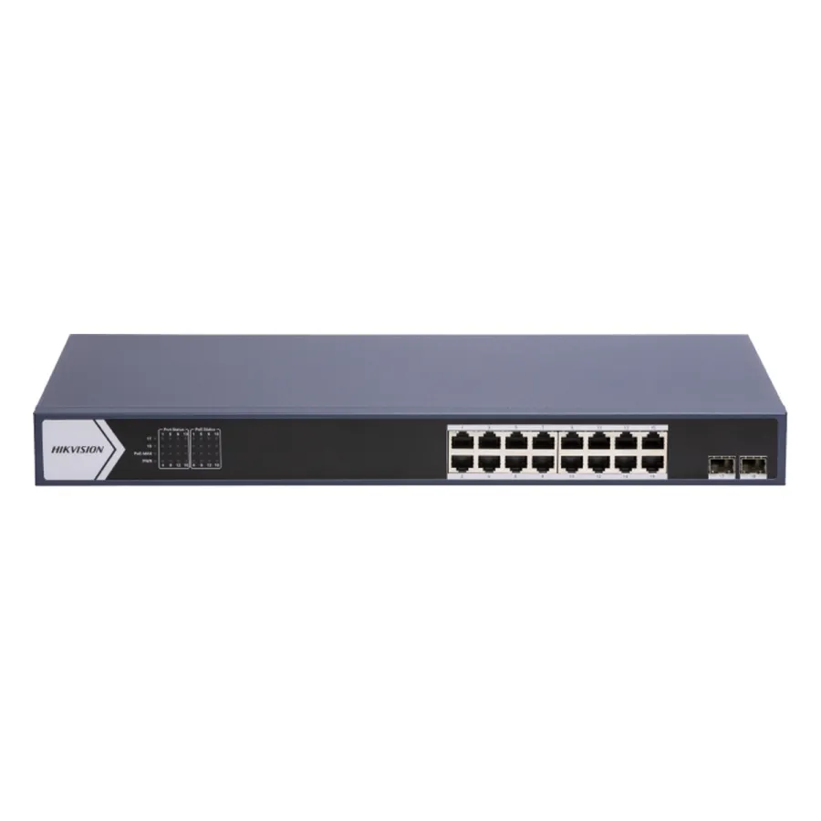 Hikvision DS-3E0518P-E/M(B) Коммутатор 16-портовый неуправляемый PoE