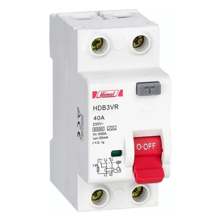 ВДТ Himel HDB3VR 2Р 40А 30мА тип AC 6кА