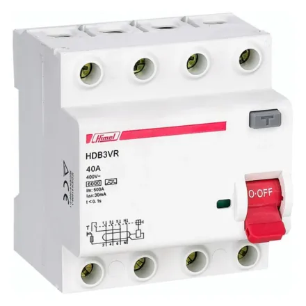 ВДТ Himel HDB3VR 4Р 25А 30мА тип AC 6кА