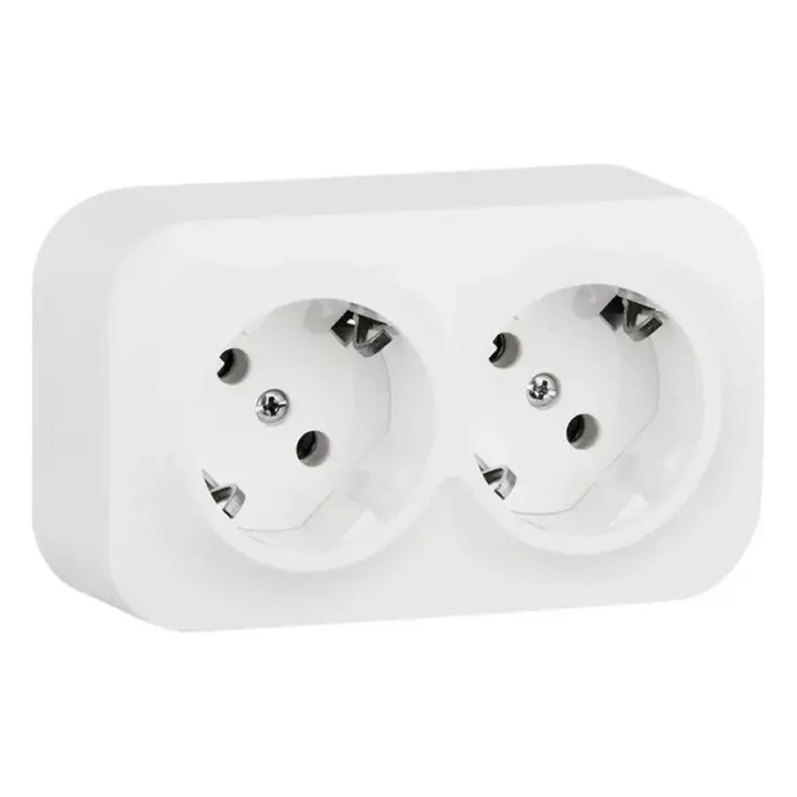Розетка двойная с зк Legrand Forix 16A 250В IP20 накладная белый