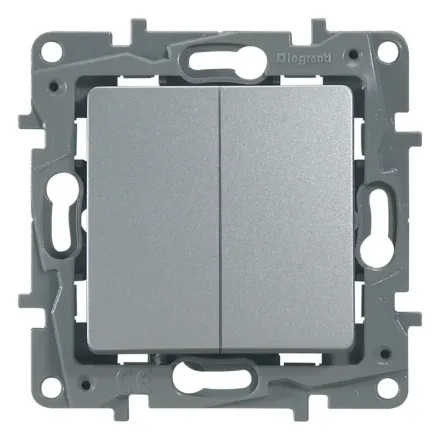 Переключатель двухклавишный Legrand 672412 Etika 10 A 250 В алюминий