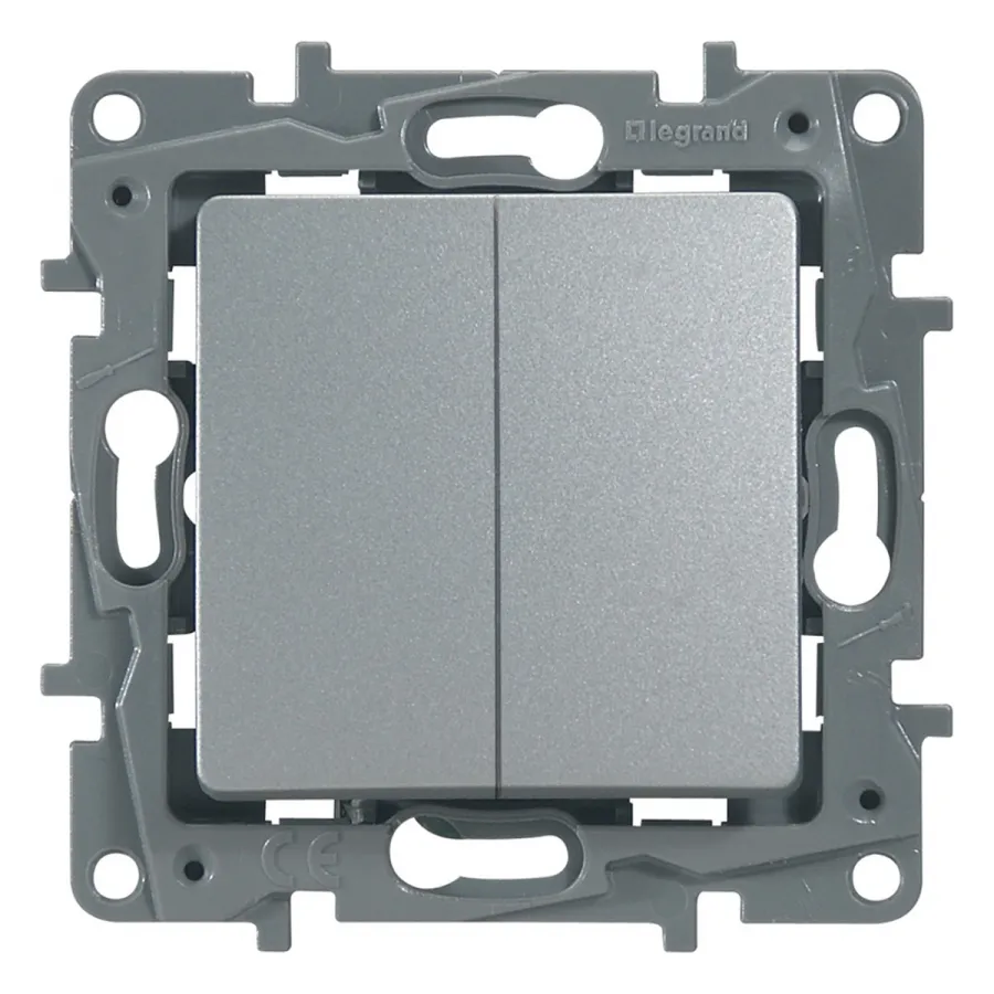 Переключатель двухклавишный Legrand 672412 Etika 10 A 250 В алюминий