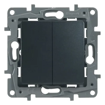 Переключатель двухклавишный Legrand 672612 Etika 10 A 250 В антрацит