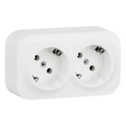 Розетка двойная с зк Legrand Forix 16A 250В IP20 накладная белый
