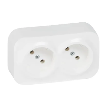 Розетка двойная без зк Legrand Forix 16A 250В IP20 накладная белый