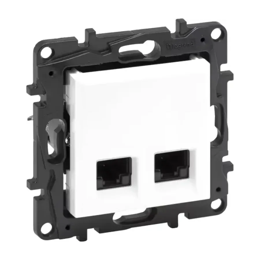 Информационная розетка двойная Niloe Step 2хRJ45 Кат.6 UTP Белый new