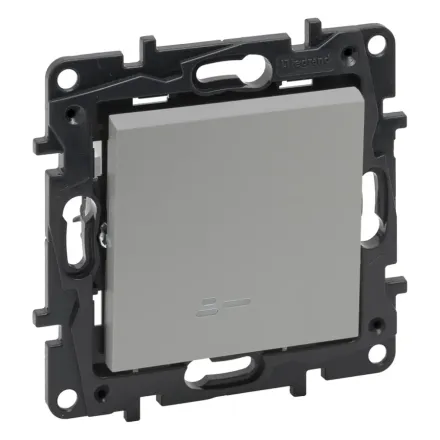 Выключатель одноклавишный Niloe Step 10А с подстветкой авт.клеммы Алюминий