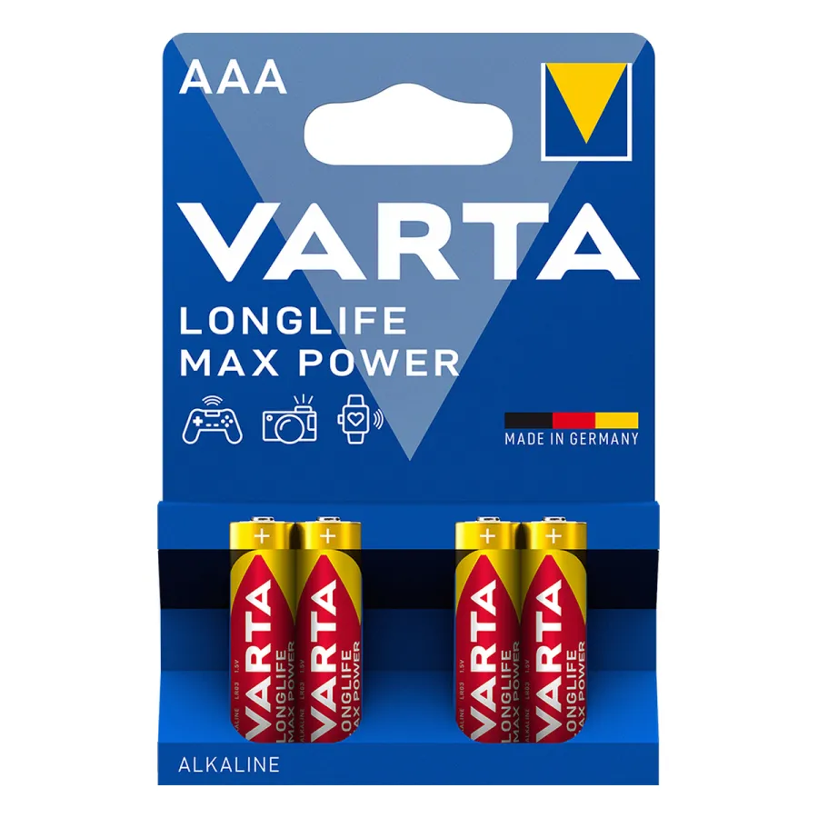 Батарейка VARTA Longlife Power Max Micro 1.5V - LR03/ AAA 4 шт в блистере