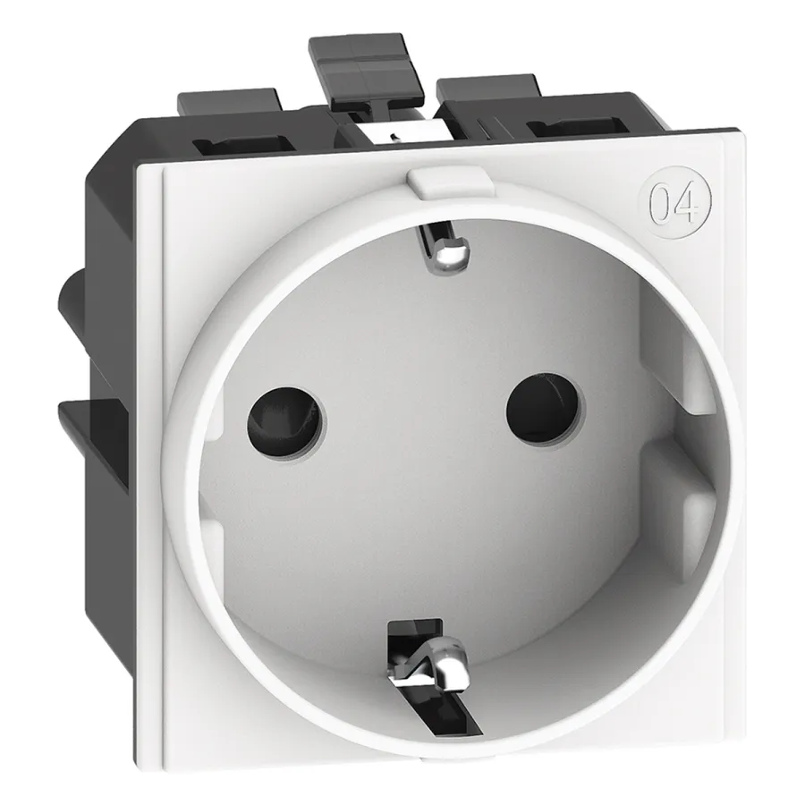 Розетка Bticino KW4141A Living Now нем.стандарта 2К+З 16А авт.клеммы 2 модуля белый