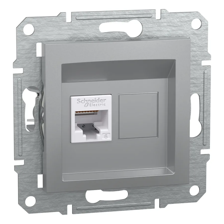 Розетка компьютерная SE EPH4700161 Asfora RJ45 кат.6e механизм алюминий