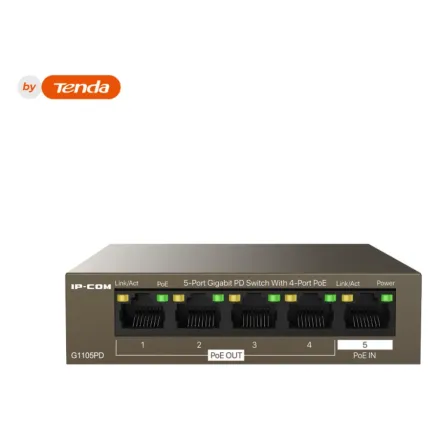 IP-Com G1105PD Коммутатор 5-портовый неуправляемый PoE (питание от PoE)