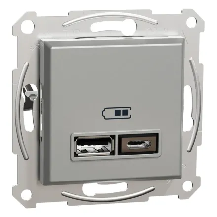 Розетка USB SE EPH2700361 Asfora A+С 2,4А механизм алюминий