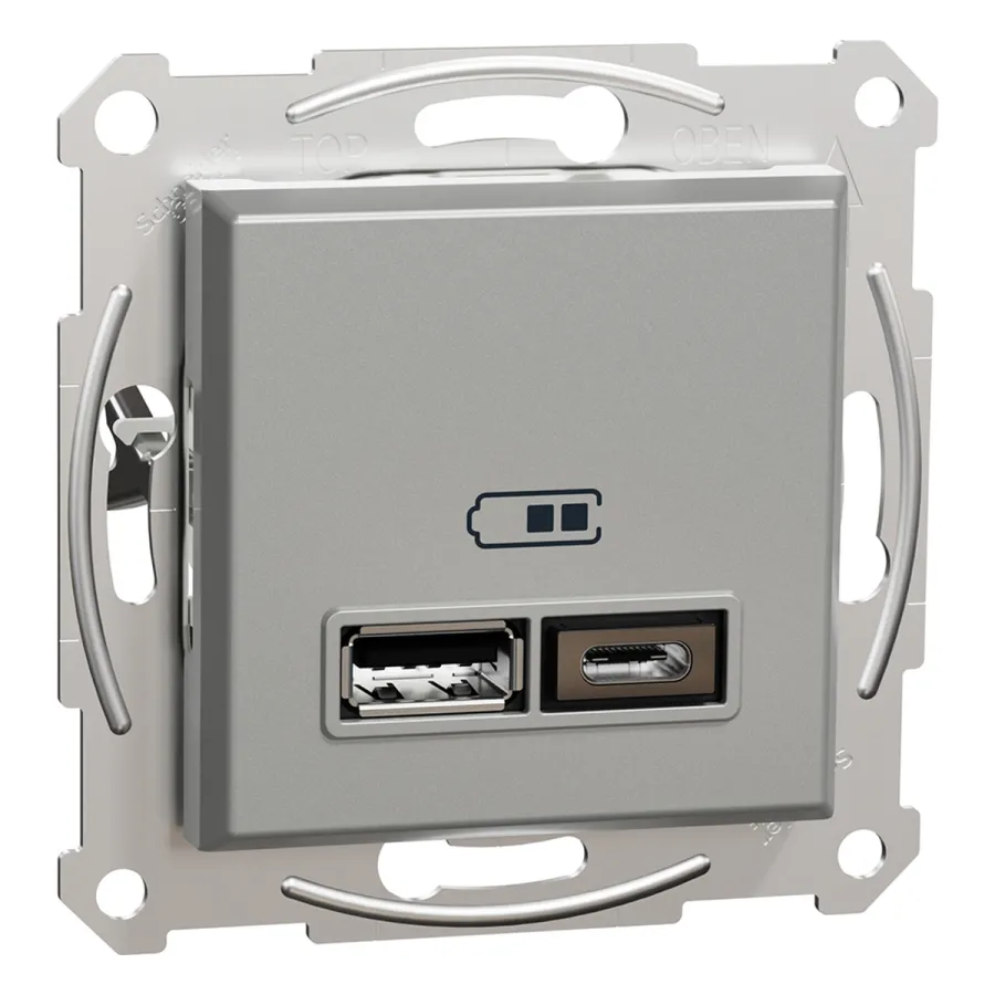 Розетка USB SE EPH2700361 Asfora A+С 2,4А механизм алюминий